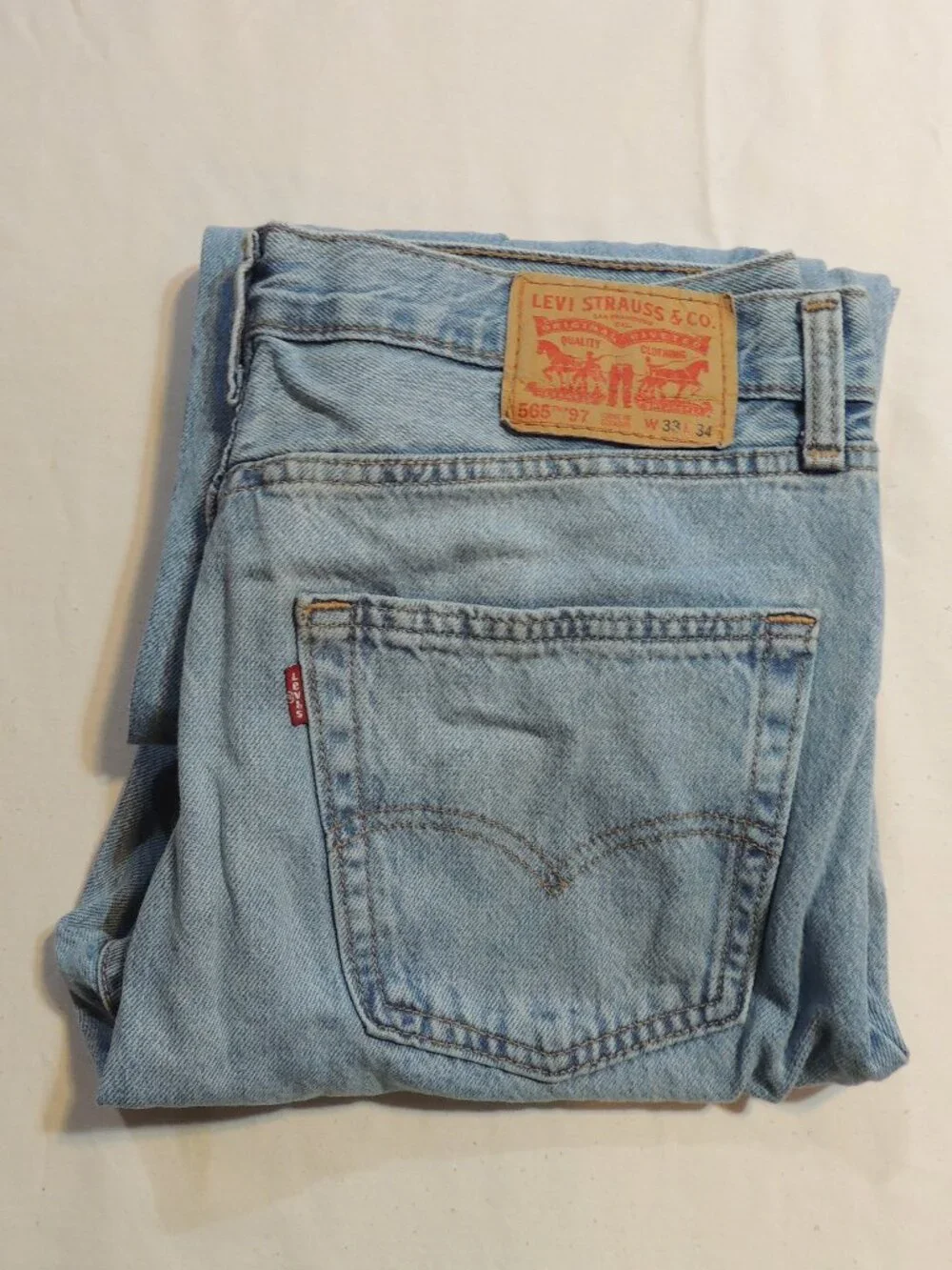 Levi 565 Jeans Vintage 1997 Men 33x34 Pockets Leg Fade Outdoor Denim Blue Jeans